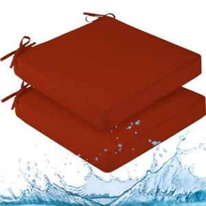 Waterproof Outdoor Chair Cushions, 2 Pack, Orange