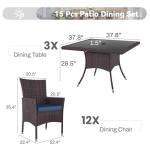 15-Piece Rattan Outdoor Dining Set with Cushions