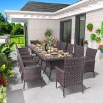 15-Piece Rattan Outdoor Dining Set with Cushions