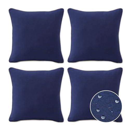 Navy Outdoor Water-Resistant Throw Pillows, Set of 4