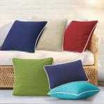Navy Outdoor Water-Resistant Throw Pillows, Set of 4