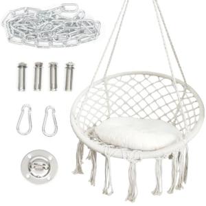 Cotton Rope Swing Chair with Cushion and Hardware