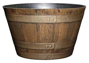 Distressed Oak Whiskey Barrel Planter, 20.5