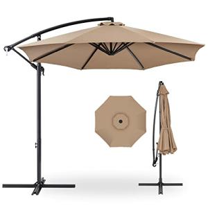 10ft Offset Patio Umbrella with Easy Tilt, Tan