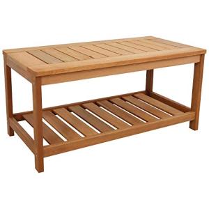 Sunnydaze 35-Inch Teak Rectangle Patio Coffee Table