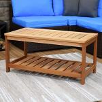 Sunnydaze 35-Inch Teak Rectangle Patio Coffee Table