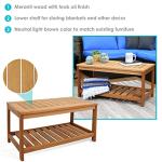 Sunnydaze 35-Inch Teak Rectangle Patio Coffee Table
