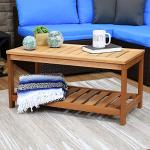 Sunnydaze 35-Inch Teak Rectangle Patio Coffee Table