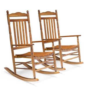 VINGLI 2-Piece Outdoor Wood Rocking Chair Set