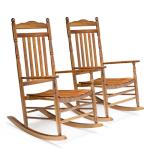 VINGLI 2-Piece Outdoor Wood Rocking Chair Set