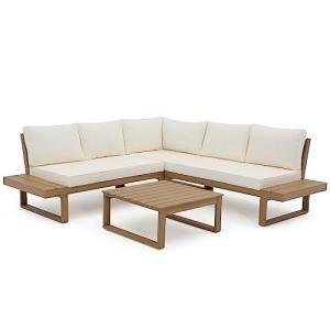 Soleil Jardin 4-Piece Acacia Wood Outdoor Sectional Set