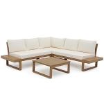 Soleil Jardin 4-Piece Acacia Wood Outdoor Sectional Set