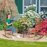 VINGLI 2-Piece Outdoor Wood Rocking Chair Set