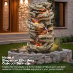 32" Outdoor Rock Water Fountain with LED Lights