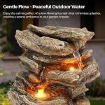 32" Outdoor Rock Water Fountain with LED Lights
