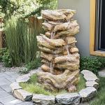 32" Outdoor Rock Water Fountain with LED Lights