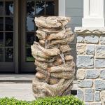 32" Outdoor Rock Water Fountain with LED Lights