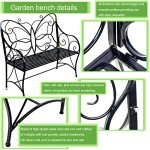 HLC Heavy-Duty Cast Iron Garden Bench with Armrests