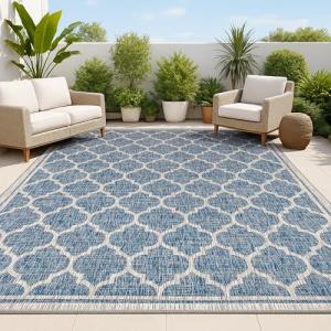 Navy/Gray Moroccan Trellis 8x10 Area Rug
