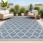 Navy/Gray Moroccan Trellis 8x10 Area Rug