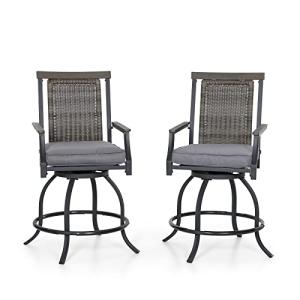 PHI VILLA 24" Outdoor Swivel Bar Stools Set of 2