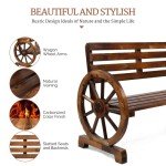 Rustic Wooden Wheel Bench for Outdoors, 41