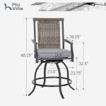 PHI VILLA 24" Outdoor Swivel Bar Stools Set of 2