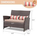 Sunsitt Brown Wicker Loveseat with Beige Cushions