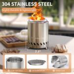 Portable 7-Inch Stainless Steel Tabletop Fire Pit