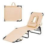 Folding Beach Lounge Chair with Adjustable Backrest