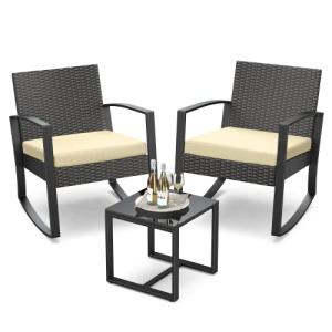 3-Piece Outdoor Rocking Bistro Set with Table
