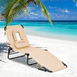 Folding Beach Lounge Chair with Adjustable Backrest