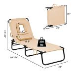 Folding Beach Lounge Chair with Adjustable Backrest