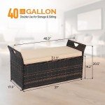 VINGLI Rattan Outdoor Storage Bench with Cushion