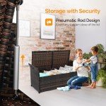 VINGLI Rattan Outdoor Storage Bench with Cushion