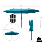 Outsunny 15ft Double-Sided Patio Umbrella with Crank