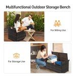 VINGLI Rattan Outdoor Storage Bench with Cushion
