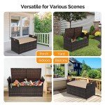 VINGLI Rattan Outdoor Storage Bench with Cushion