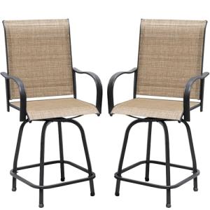 Devoko Outdoor Bar Stool Set of 2 Swivel Chairs