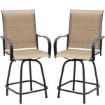 Devoko Outdoor Bar Stool Set of 2 Swivel Chairs