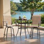 Devoko Outdoor Bar Stool Set of 2 Swivel Chairs