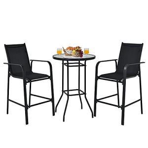 Tangkula 3-Piece Outdoor Bar Set with Stools