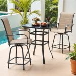 Devoko Outdoor Bar Stool Set of 2 Swivel Chairs
