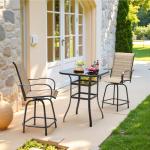 Devoko Outdoor Bar Stool Set of 2 Swivel Chairs