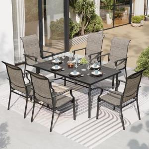 7 Piece Black Patio Dining Set for 6