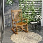 Outsunny Wooden Outdoor Rocking Chair for Patios