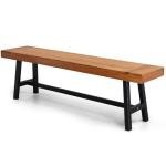 VINGLI Rustic Wood Outdoor Dining Bench 63in