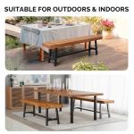 VINGLI Rustic Wood Outdoor Dining Bench 63in