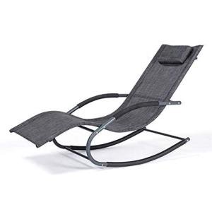 Dark Grey Outdoor Chaise Lounge Chair with Pillow