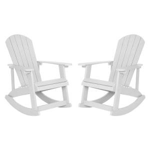 Savannah All-Weather White Adirondack Rocking Chairs - Set of 2